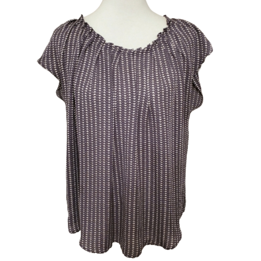 LC Lauren Conrad Purple Geometric Peasant Top